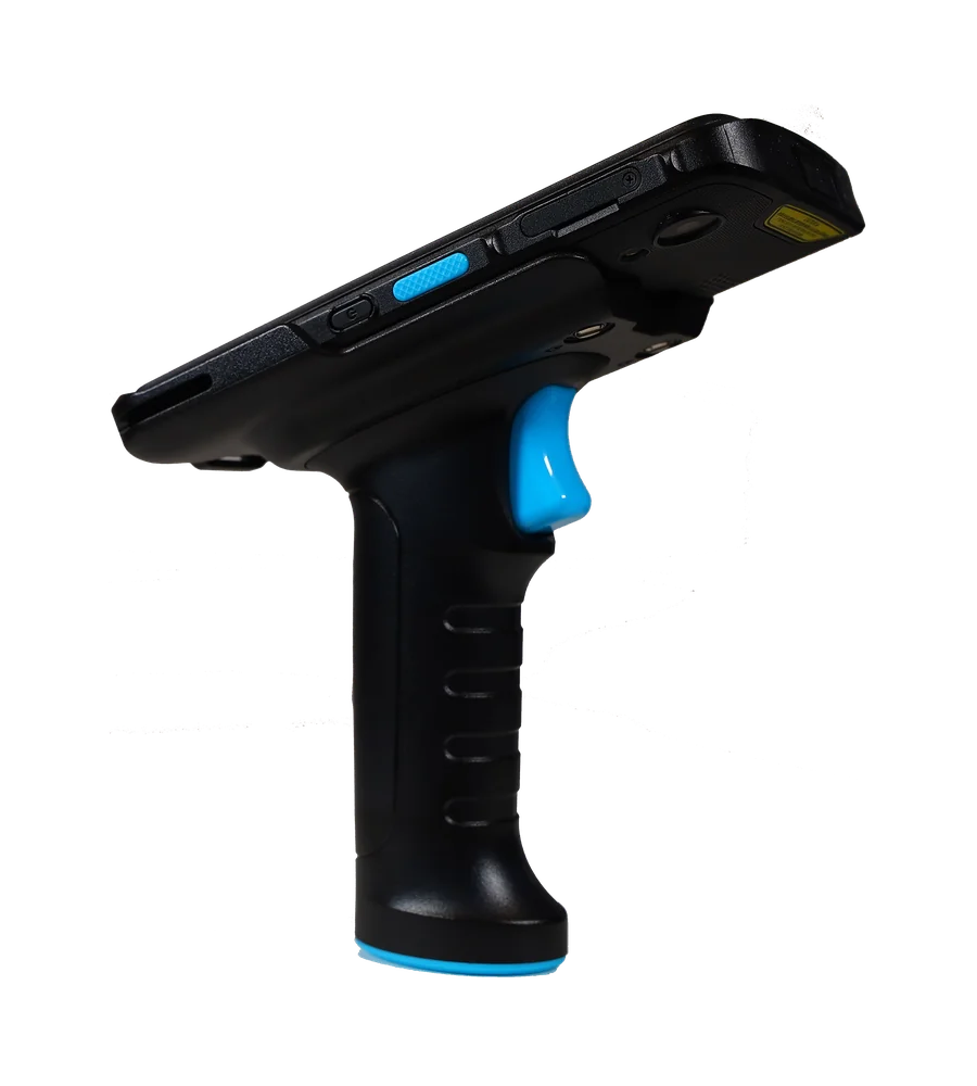 The Unitech EA520 with pistol grip running the Insight POS mobile app