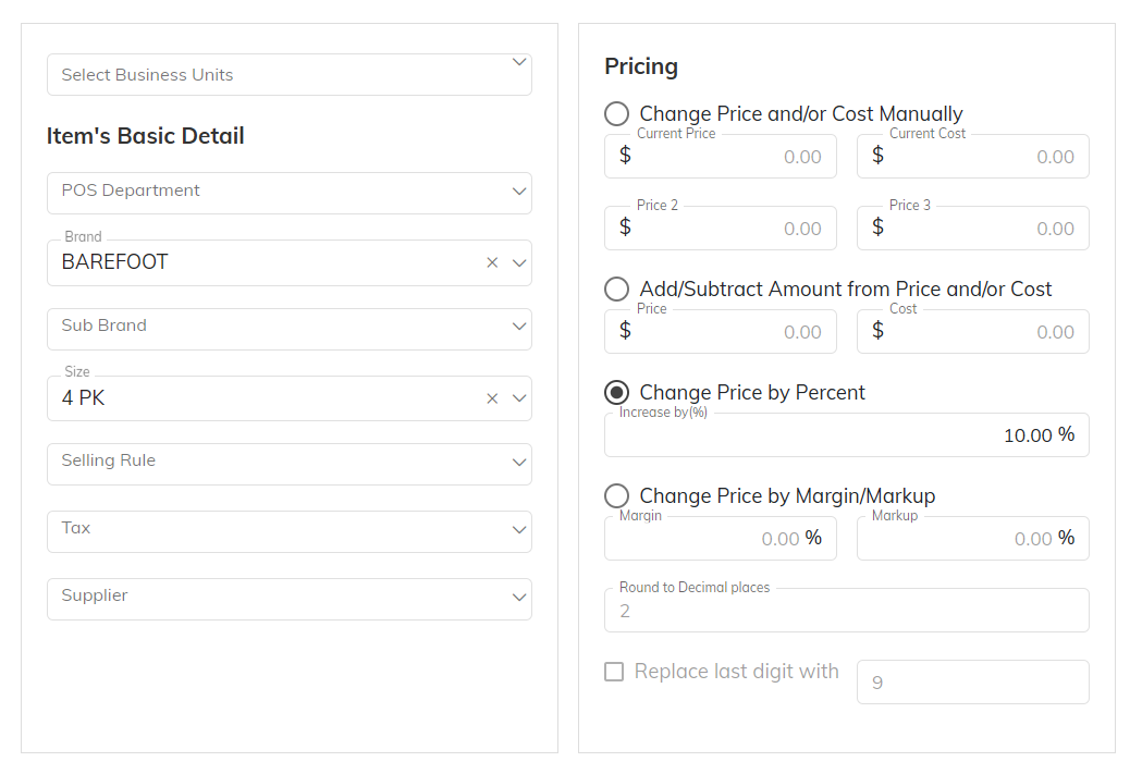 Group Change — multi-select filter