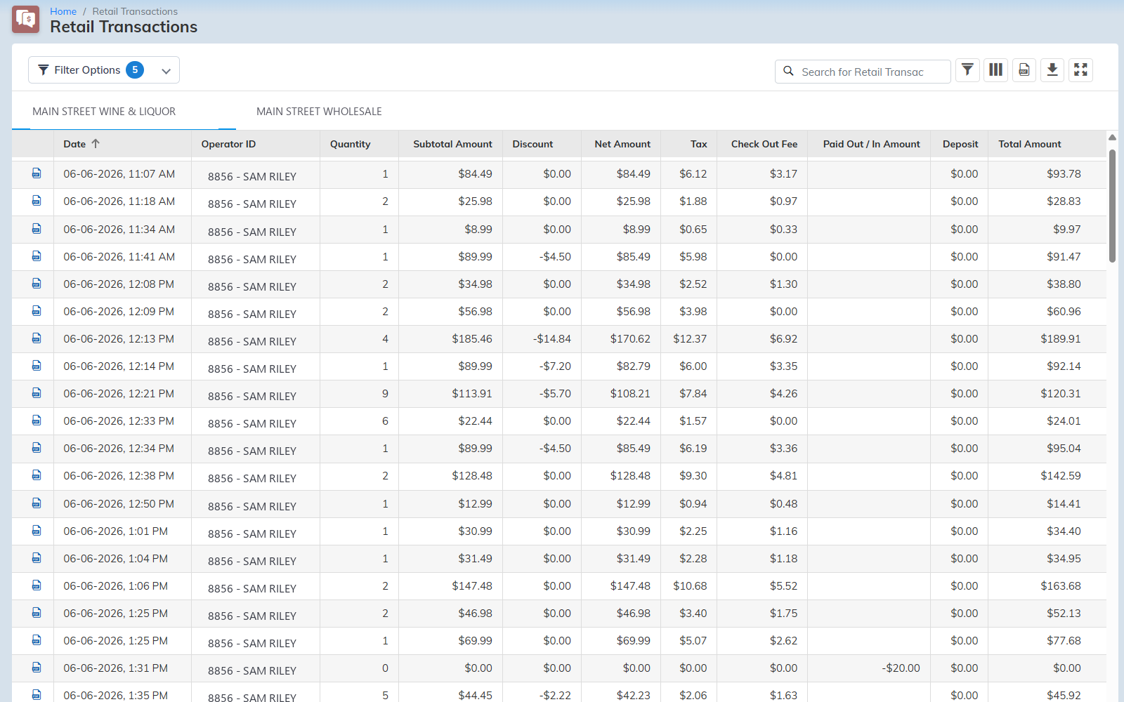 Live retail transactions — retail and wholesale